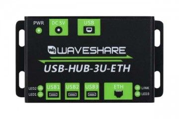 WAVESHARE Industrial Grade Multifunctional USB HUB, Extending 3x USB ports + 100M Ethernet Port, Waveshare 23079