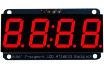  3D SYSTEMS Adafruit 0.56 inch 4-Digit 7-Segment Display wI2C Backpack - Red, Adafruit 878