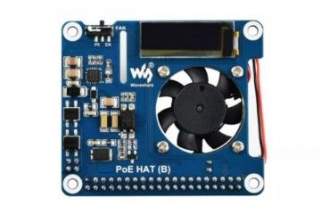 HATs WAVESHARE Power over Ethernet HAT (B) for Raspberry Pi 3B+ or 4B and 802.3af PoE network, Waveshare 18014