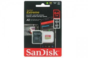 sd kartice SANDISK SanDisk 64GB Extreme microSD UHS-I microSD card U3 A2 with adapter, SDSQXA2-064G-GN6MA