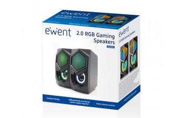 zvočniki EWENT Zvočniki Ewent 2.0, 6W RMS, RGB, nadzor glasnosti, USB napajanje, črni EW3524