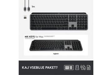 tipkovnice LOGITECH Tipkovnica Logitech MX Keys za Mac, siva, SLO g.