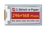 e-paper WAVESHARE 2.36inch E-Paper Module (G), 296 × 168, Red/Yellow/Black/White, Waveshare 23151